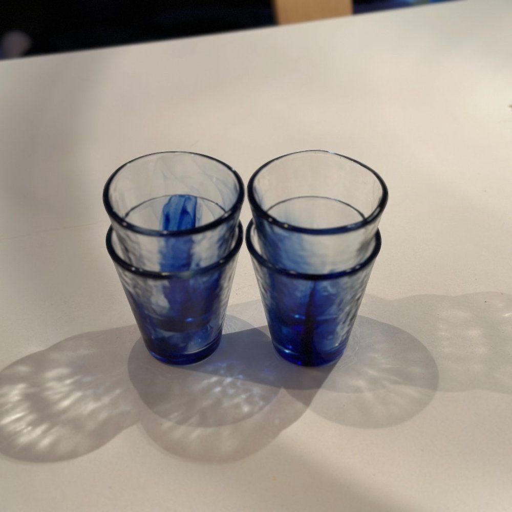 Bormioli Rocco Murano Cobalt Blue Low Ball Glasses - Set of 4